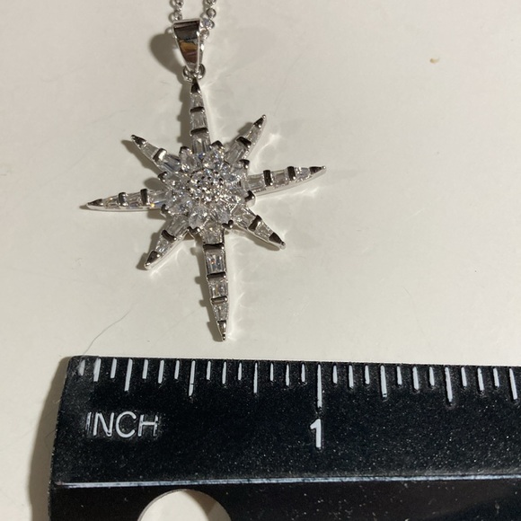 RADIANCE BY ABSOLUTE STERLING SILVER SIMULATED DIAMOND STAR PENDANT WITH CHAIN - Picture 10 of 10